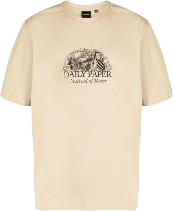 Daily Paper T-shirt met logoprint Beige