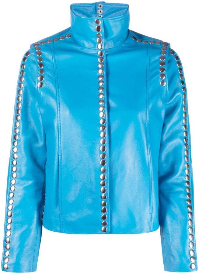 DANCASSAB Elvis leren jack met studs Blauw