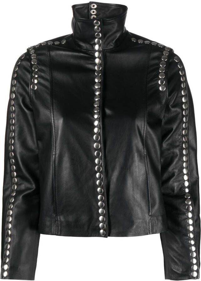 DANCASSAB Elvis leren jack met studs Zwart