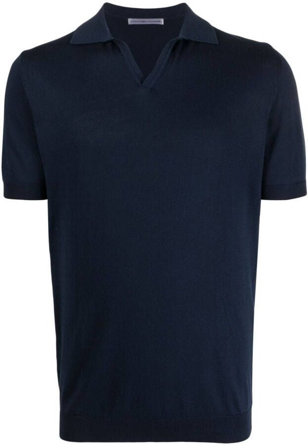 Daniele Alessandrini Gebreid poloshirt Blauw