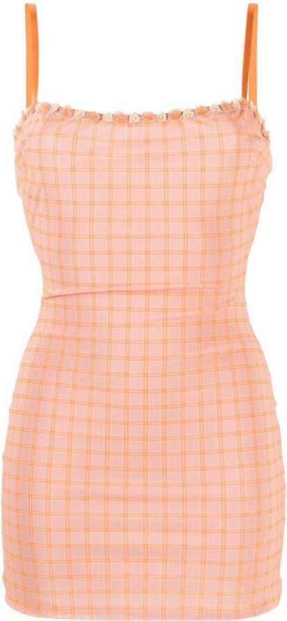 Danielle Guizio Geruite mini-jurk Oranje