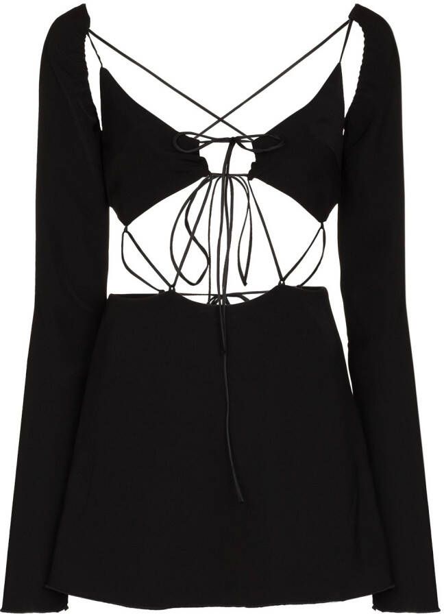 Danielle Guizio Mini-jurk met striksluiting Zwart