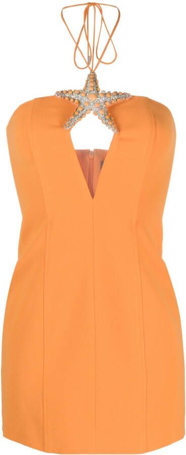 David Koma Mini-jurk met halternek Oranje