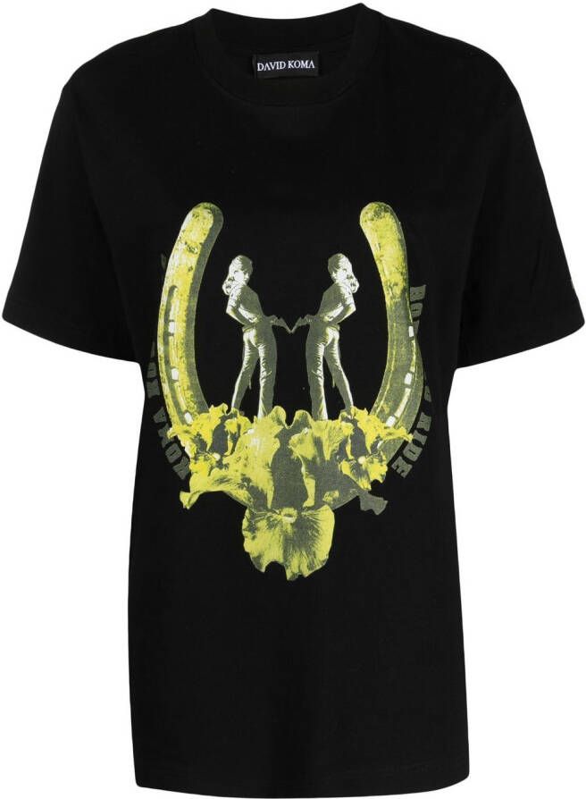 David Koma T-shirt met print Zwart