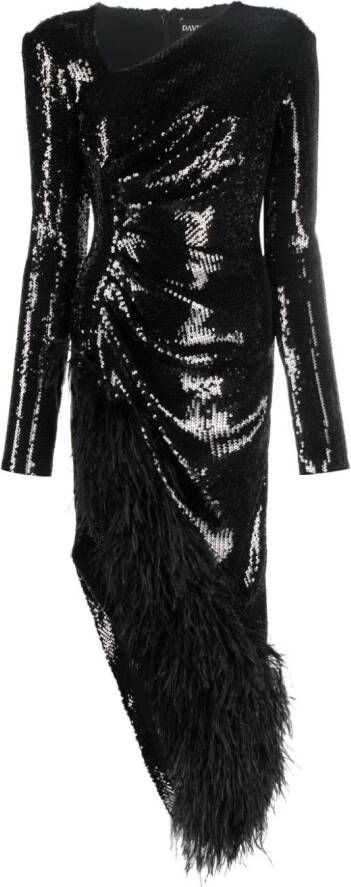 David Koma Midi-jurk verfraaid met pailletten Zwart