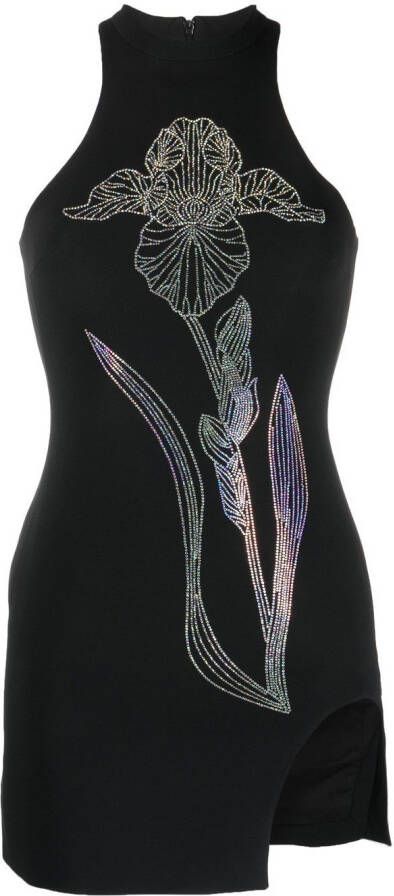 David Koma Mini-jurk verfraaid met kristallen Zwart