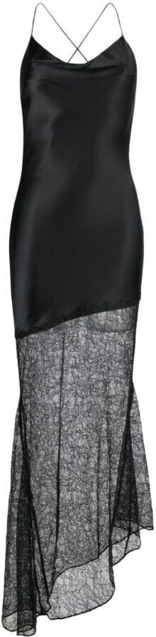 De La Vali Maxi-jurk met doorzichtig vlak Zwart