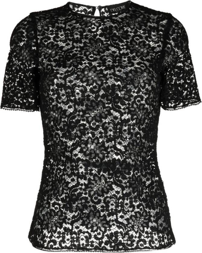 Del Core Blouse met bloemenkant Zwart
