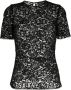 Del Core Blouse met bloemenkant Zwart - Thumbnail 1
