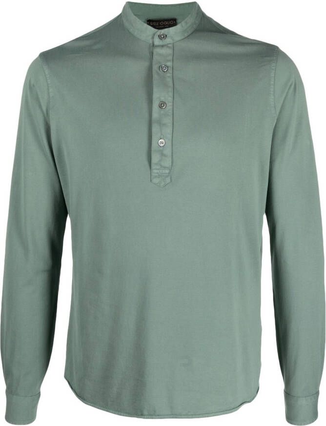 Dell'oglio Overhemd met bandkraag Groen