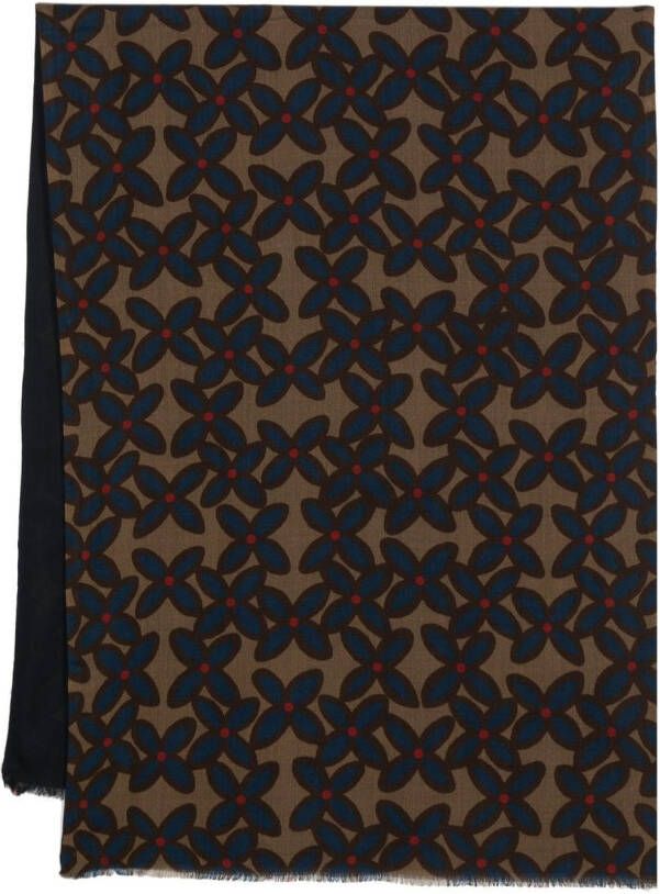 Dell'oglio Sjaal met bloemenprint Blauw
