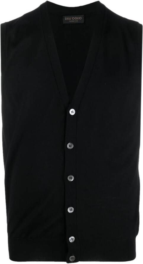 Dell'oglio V-neck merino wool vest Zwart