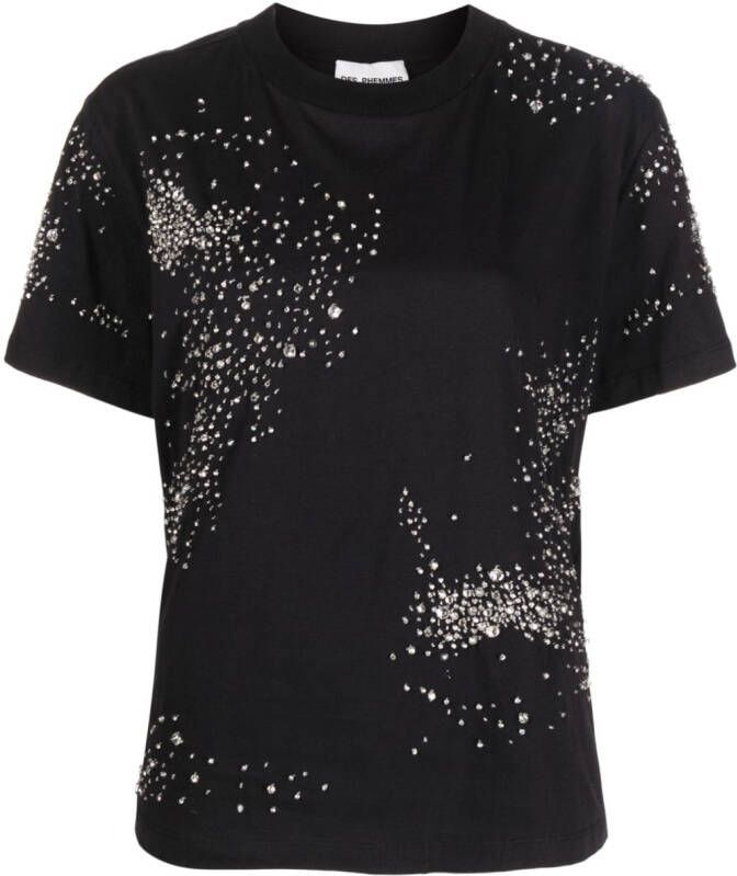 DES PHEMMES T-shirt verfraaid met kristallen Zwart