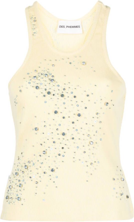 DES PHEMMES Tanktop verfraaid met kristallen Geel