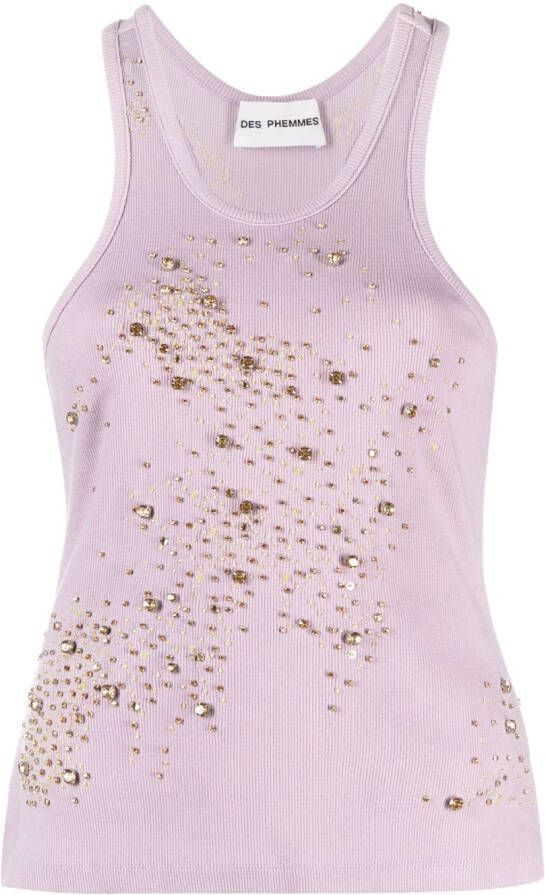 DES PHEMMES Tanktop verfraaid met kristallen Paars