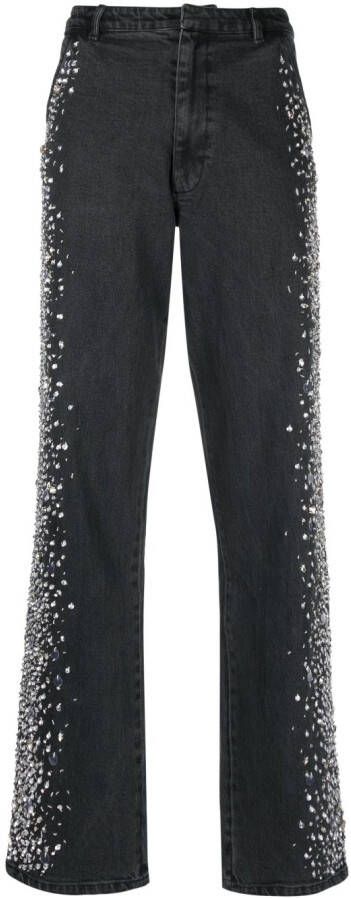 DES PHEMMES Jeans verfraaid met kristallen Zwart