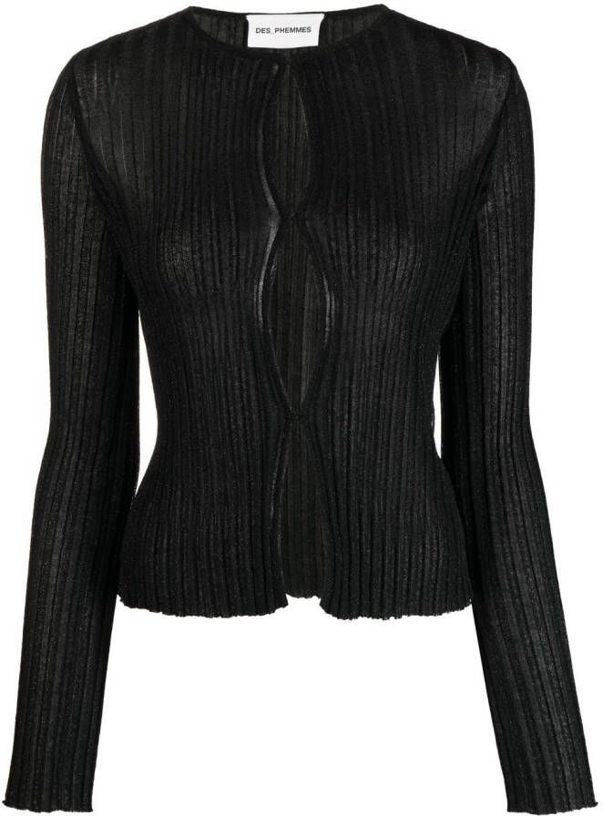 DES PHEMMES Ribgebreide top Zwart