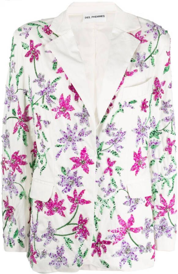 DES PHEMMES Blouse met pailletten Wit