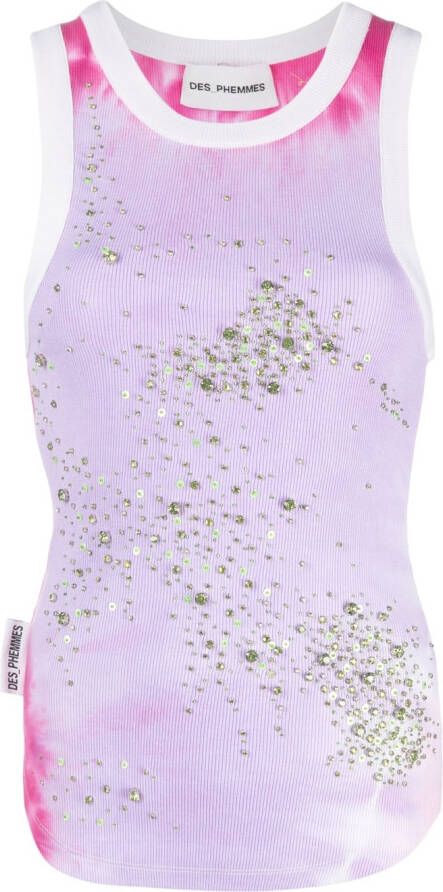 DES PHEMMES Tanktop verfraaid met kristallen Paars