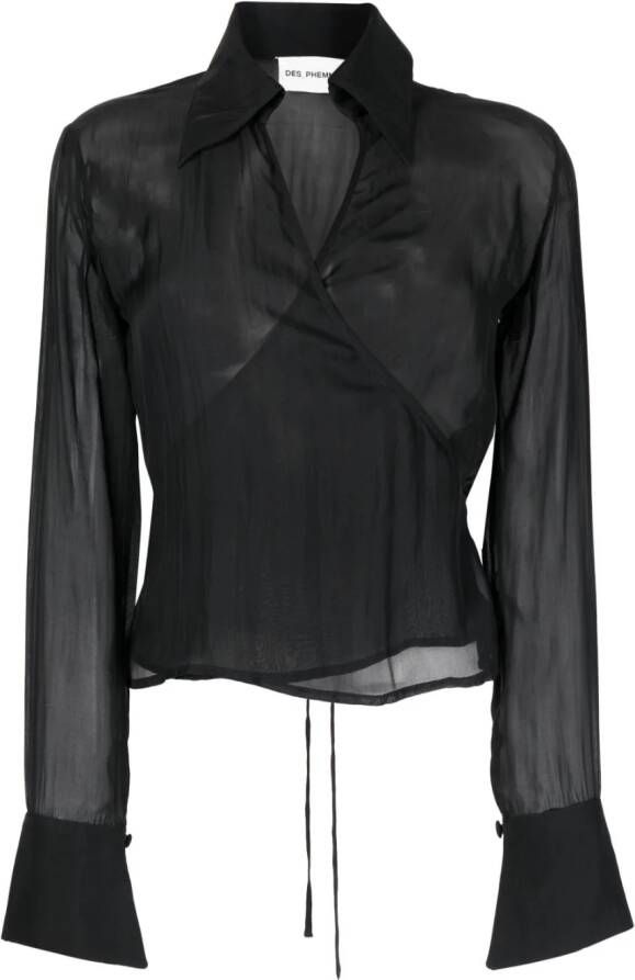DES PHEMMES Wikkelblouse Zwart