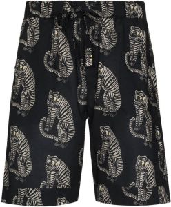 Desmond & Dempsey Pyjama shorts met tijgerprint Zwart