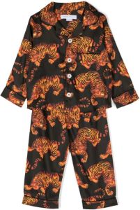 Desmond & Dempsey Kids Pyjama met tijgerprint Zwart