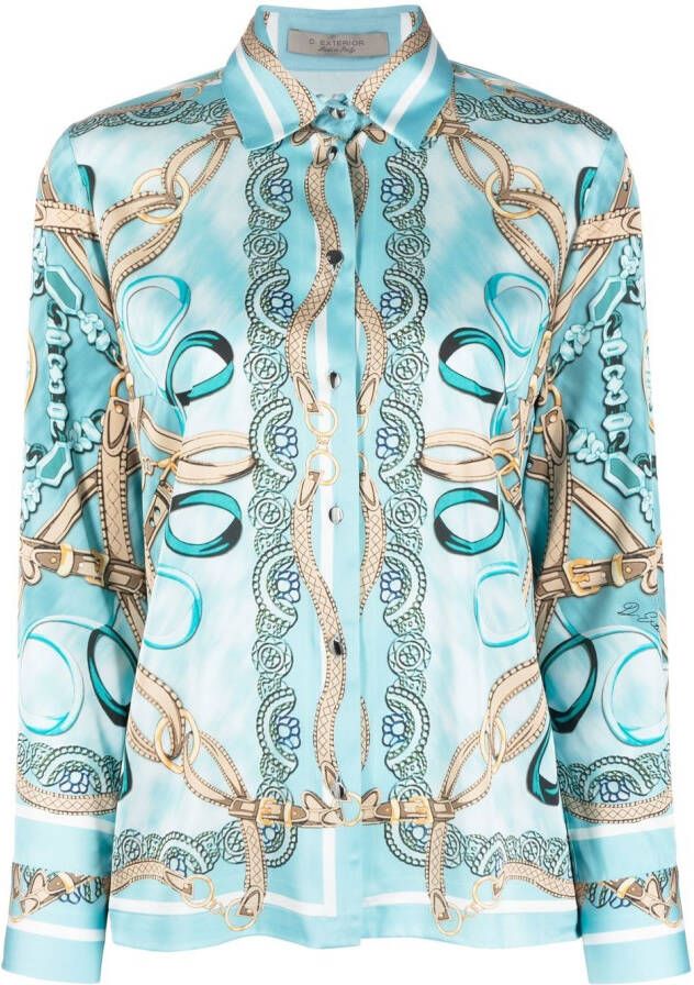 D.Exterior Blouse met barokprint Blauw