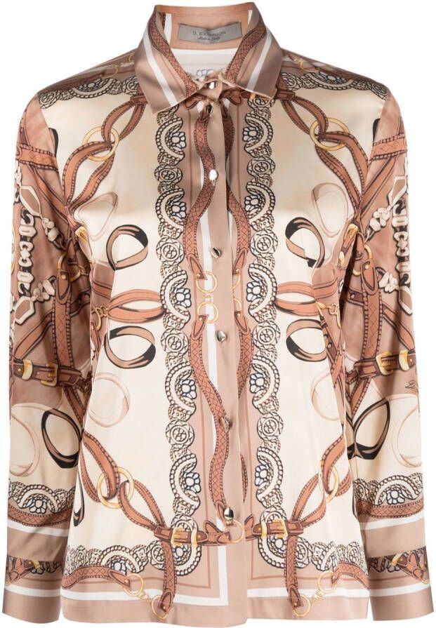D.Exterior Blouse met barokprint Bruin