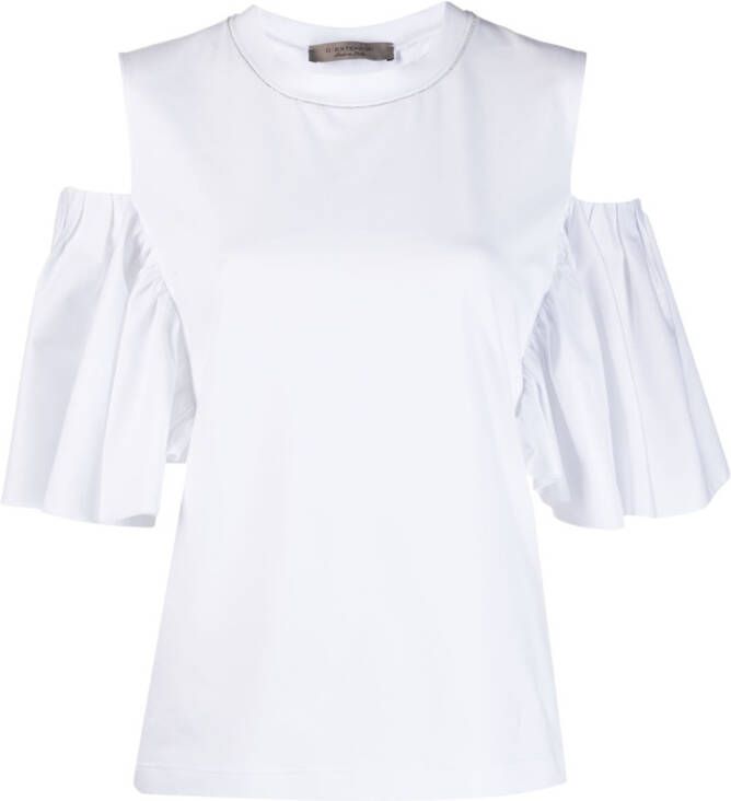 D.Exterior T-shirt met gedrapeerde mouwen Wit