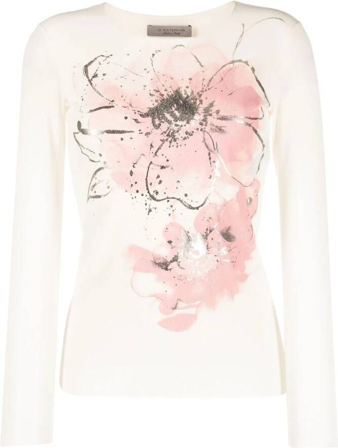D.Exterior T-shirt met bloemenprint Beige