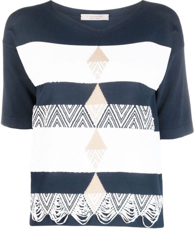 D.Exterior Gestreept T-shirt Blauw