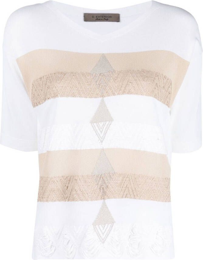 D.Exterior Gestreept T-shirt Wit