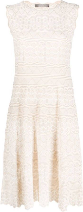 D.Exterior Jurk met visgraat patroon Beige
