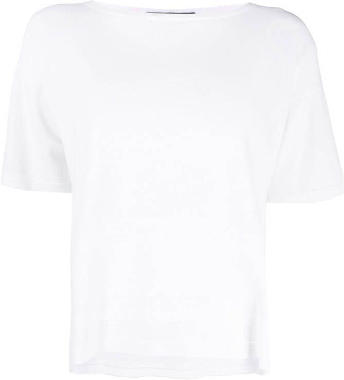 D.Exterior T-shirt met boothals Wit