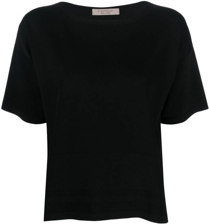 D.Exterior T-shirt met boothals Zwart