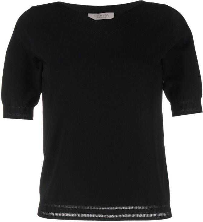 D.Exterior T-shirt met geribbeld detail Zwart