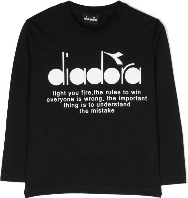 Diadora Junior T-shirt met logoprint Zwart