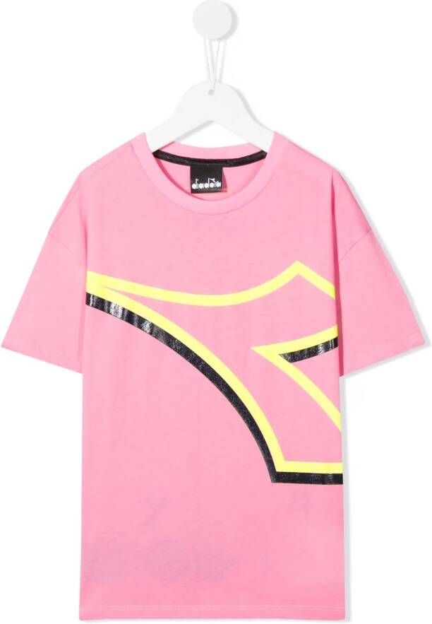 Diadora Junior T shirt met print kinderen katoen 10 jaar Roze