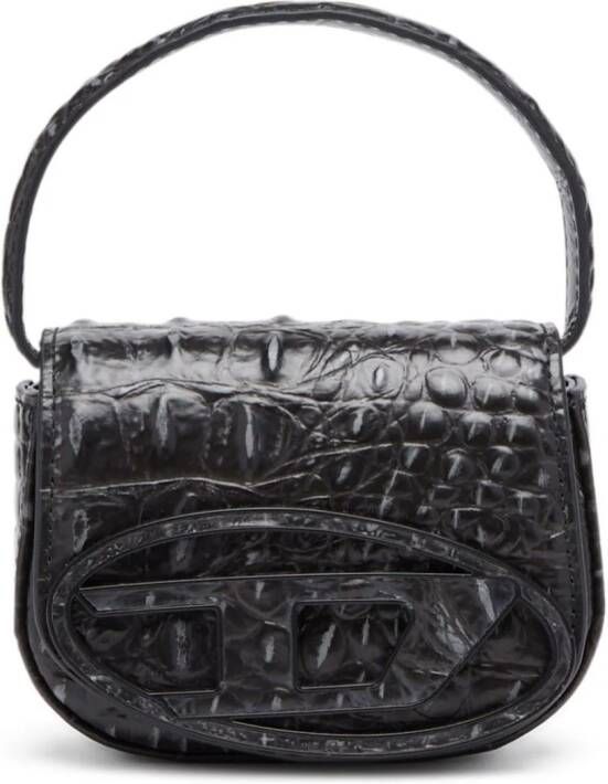 Diesel 1DR tas met krokodillenleer-effect Zwart