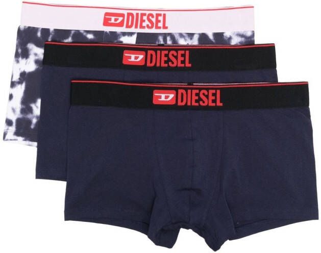 Diesel 3-pack slips met print Blauw