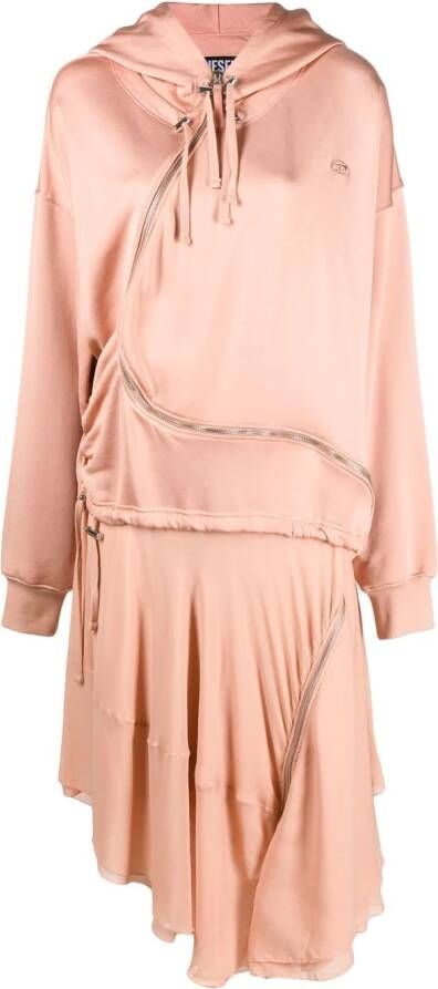 Diesel D-Abanazip asymmetrische sweaterjurk Roze