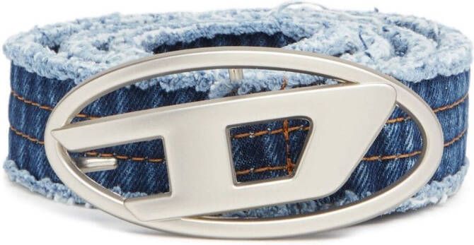 Diesel Denim gespriem met logo Blauw