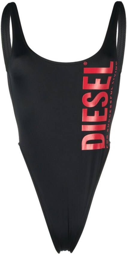 Diesel Badpak met logoprint Zwart