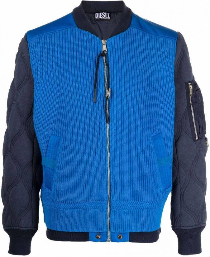 Diesel Bomberjack met gebreid vlak Blauw
