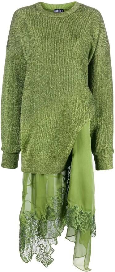 Diesel Sweaterjurk met ronde hals Groen
