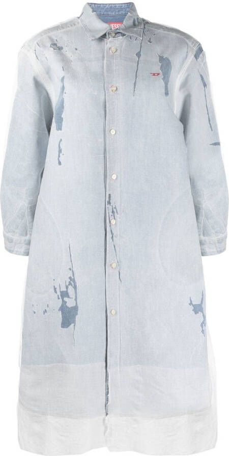 Diesel Denim blousejurk Blauw