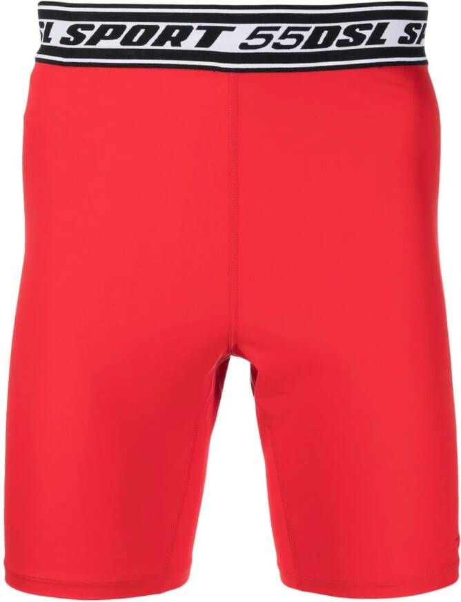 Diesel Fietsshorts met logo tailleband Rood
