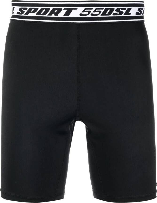 Diesel Fietsshorts met logo tailleband Zwart