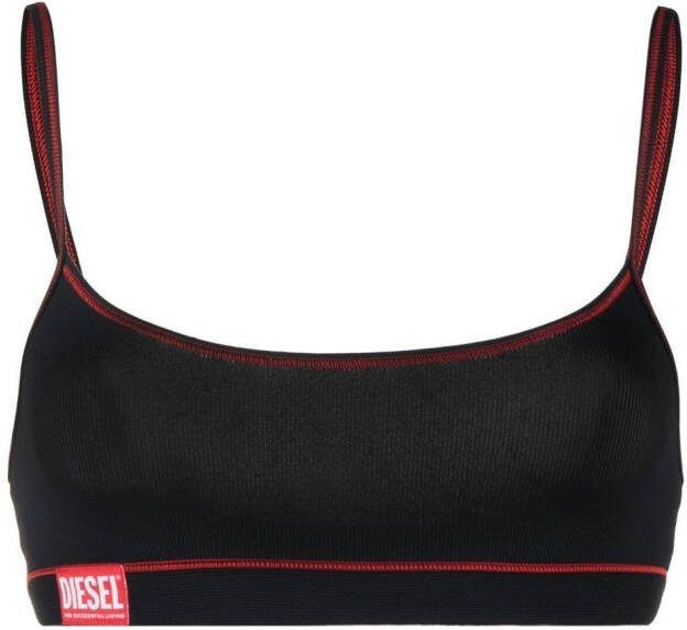 Diesel Geribbelde bralette Zwart