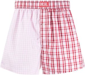 Diesel Geruite shorts Roze
